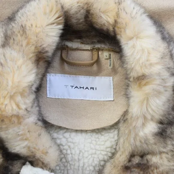 T TAHARI Women's Faux Shearling Coat Size L - Picture 5 of 8